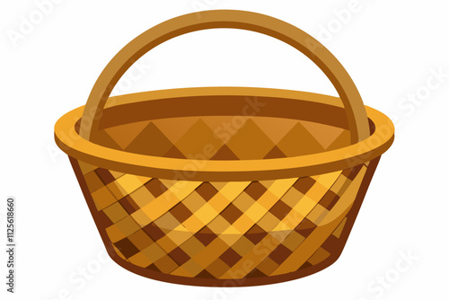 Empty wicker basket for bread on a white background vector art illustration
