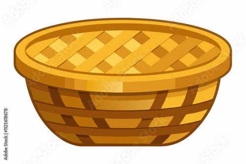 Empty wicker basket for bread on a white background vector art illustration