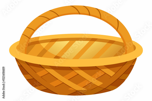 Empty wicker basket for bread on a white background vector art illustration