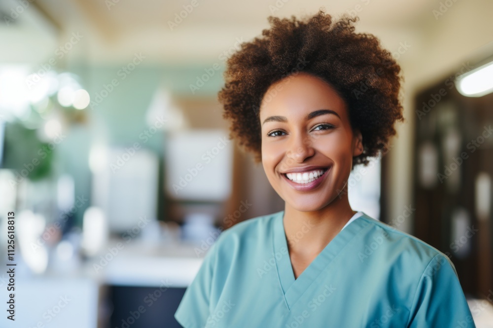 Portrait of a smiling female African American medical physician Portrait of a smiling female African American medical physician