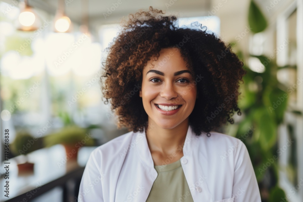 Portrait of a smiling female African American medical physician Portrait of a smiling female African American medical physician