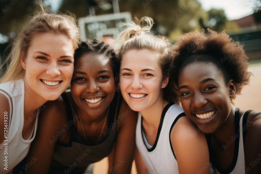 Fototapeta premium Portrait of a young female basketball team