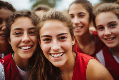 Portrait of a young female basketball team