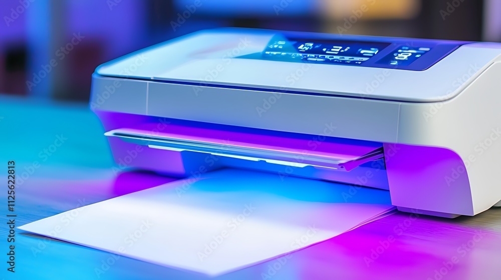 Modern printer printing document on paper. Modern printer printing document on paper.