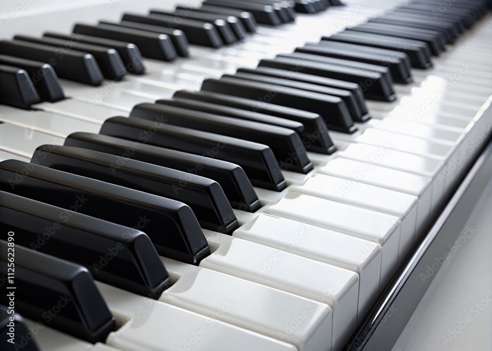 Elegant black and white piano keys showcased in natural light, featuring a high depth of field. The clipart is presented against a pristine white background. Elegant black and white piano keys showcased in natural light, featuring a high depth of field. The clipart is presented against a pristine white background.