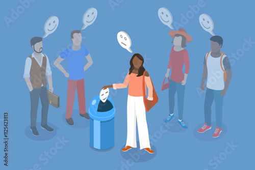 3D Isometric Flat Vector Illustration of Truthfulness and Sincerity, Express Real Feelings