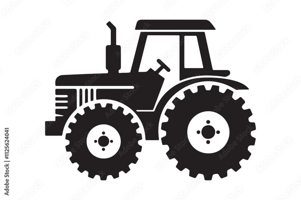 Obraz premium Tractor silhouette vector illustration isolated on a white background