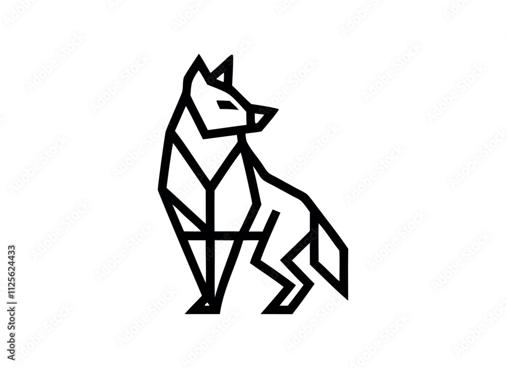 Geometric Wolf Outline Illustration - Minimalist Animal Design Geometric Wolf Outline Illustration - Minimalist Animal Design