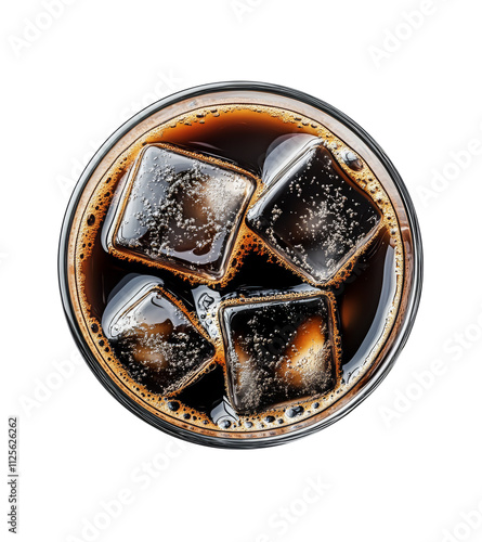 glass of cold black coffee with ice cubes, refreshing and invigorating