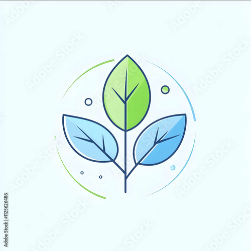 Icon Logo Sustainable framework Environmental balance white background Clean lines pastel colors predominantly green and blue Flat design modern aesthetic minimalisti photo