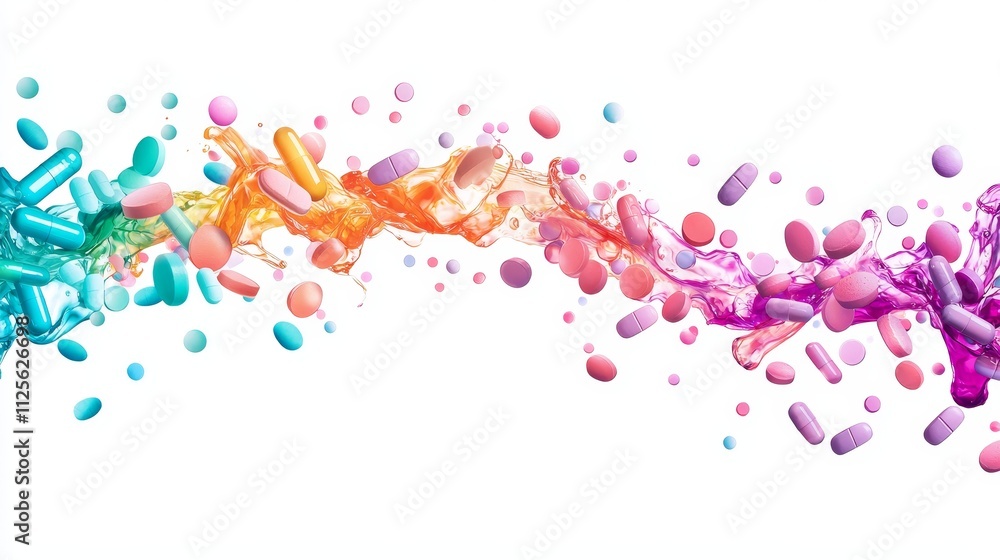 Artistic watercolor collage, interlacing vivid imagery of broken tablets and spilled alcohol with a clean area for motivational recovery quotes Artistic watercolor collage, interlacing vivid imagery of broken tablets and spilled alcohol with a clean area for motivational recovery quotes