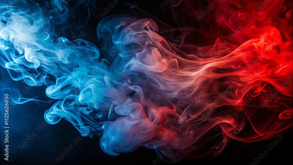Experience striking visuals with red and blue backlit smoke textures against a black backdrop, ideal for bringing creativity to life in various artistic projects. Experience striking visuals with red and blue backlit smoke textures against a black backdrop, ideal for bringing creativity to life in various artistic projects.