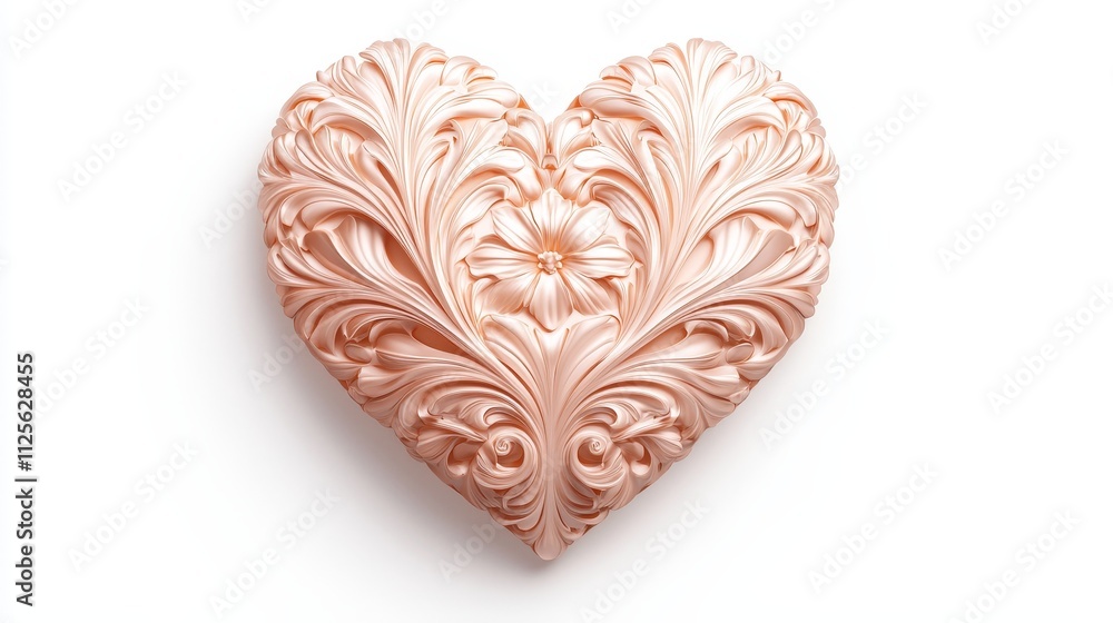 Vector heart with intricate floral patterns, isolated on a pure white background, delicate details and soft pink hues, romantic and elegant Vector heart with intricate floral patterns, isolated on a pure white background, delicate details and soft pink hues, romantic and elegant