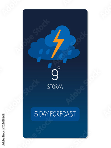 Storm warning with heavy rain and lightning forecasted for the next five days