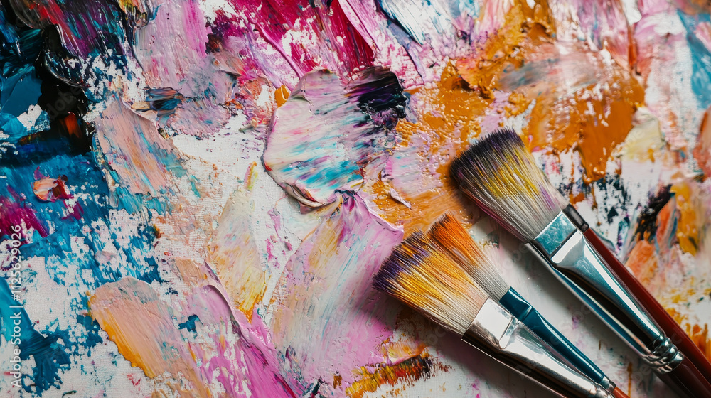 Obraz premium Artistic Expression: Colorful Oil Paints on Canvas with Abstract Painting