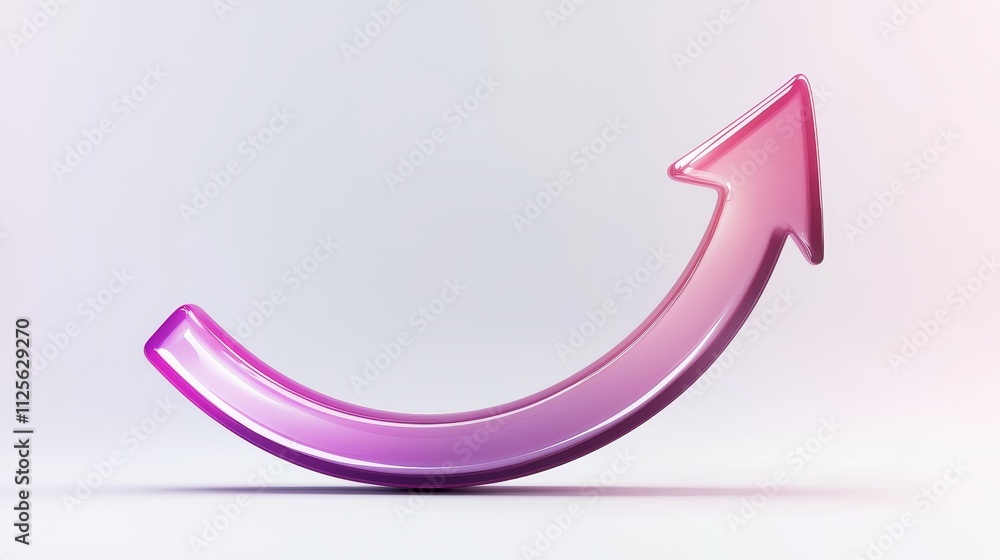 Curved arrow with gradient fill, smooth vector style, isolated white background Curved arrow with gradient fill, smooth vector style, isolated white background
