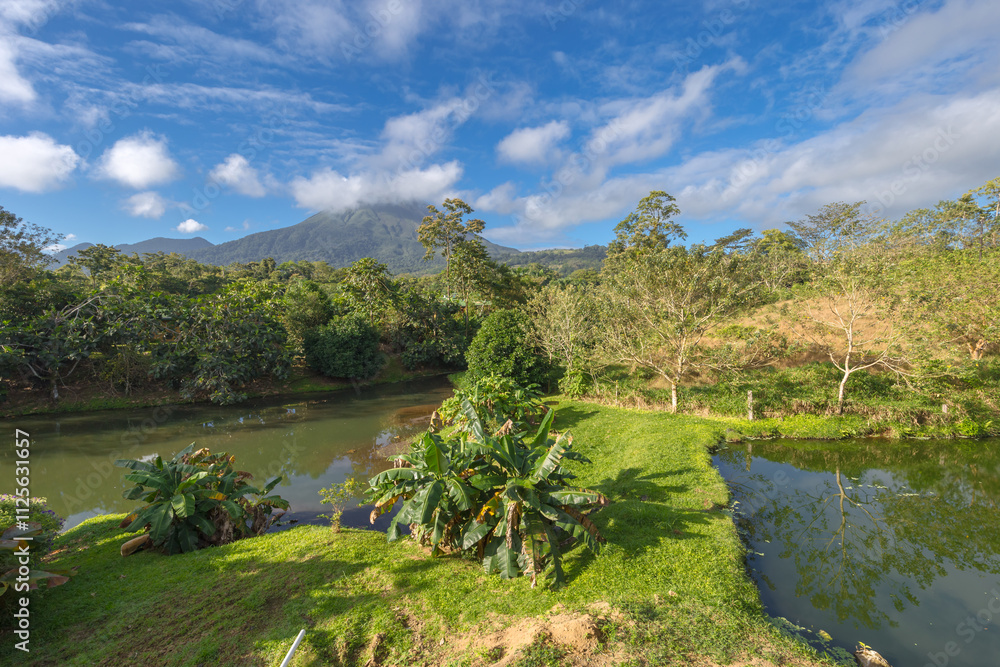 Fototapeta premium Tropical park Arenal and Volvano Arenal in Costa Rica