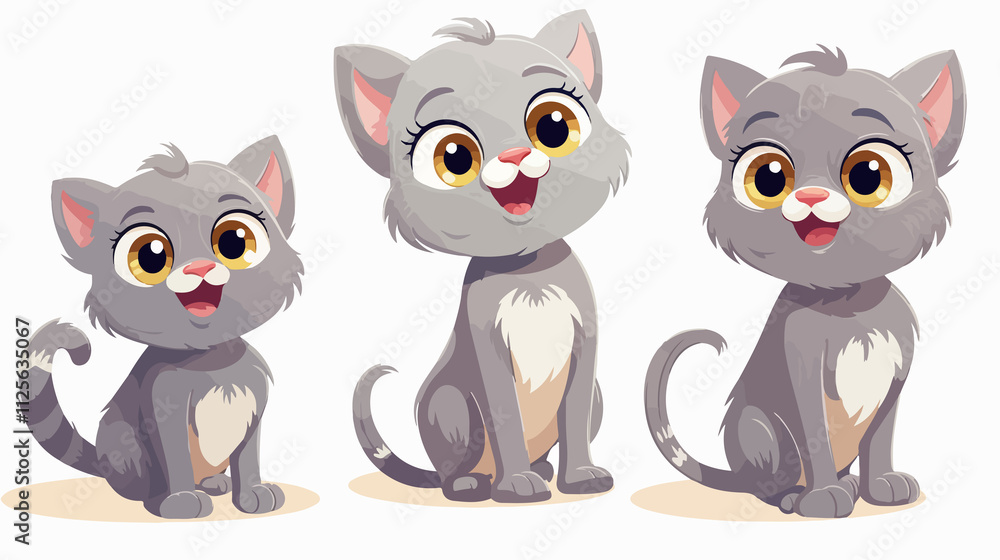Happy Grey Cat: Cute Cartoon Vector Illustration for Animal Lovers Happy Grey Cat: Cute Cartoon Vector Illustration for Animal Lovers