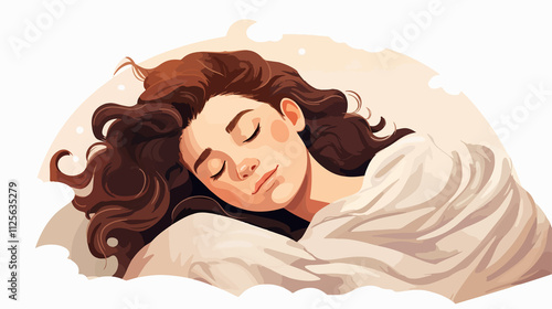 Professional vector illustration of peaceful woman sleeping in a cart photo