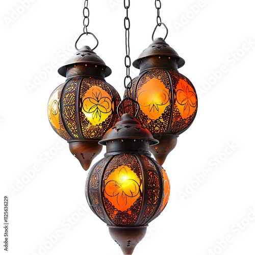 Arabic Lanterns, Ramadan Decor isoated on transparent background photo