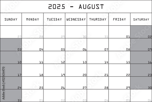 08 AUGUST 2025 PLANNER CALENDAR