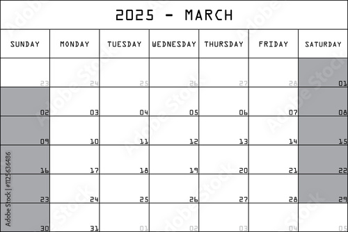 03 MARCH 2025 PLANNER CALENDAR photo