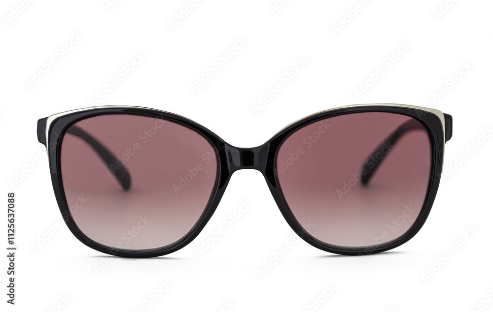 Sunglasses with a pink lenses in a black frame isolated on a white background Sunglasses with a pink lenses in a black frame isolated on a white background