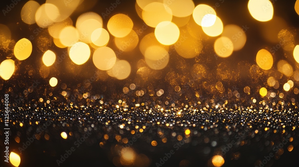 golden glitter on black background, happy new year holiday concept golden glitter on black background, happy new year holiday concept