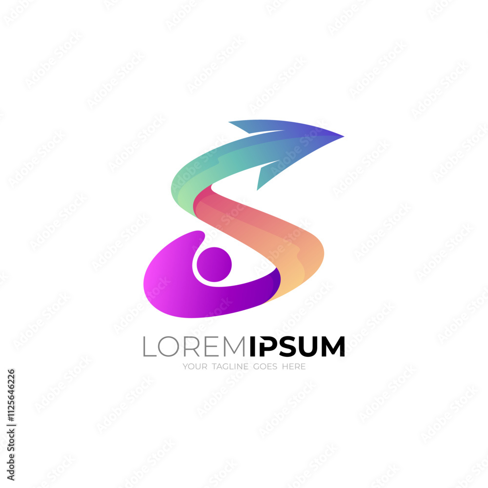 S logo with people design template, arrow logos S logo with people design template, arrow logos