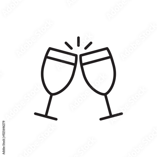 Champagne glasses icon Black and white logo
