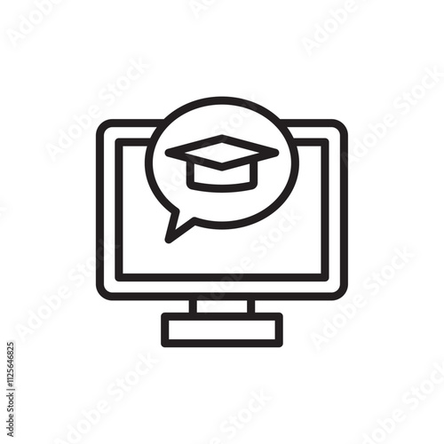 E learning icon Black and white logo