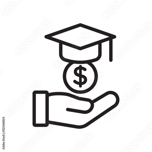 Education cost icon Black and white logo