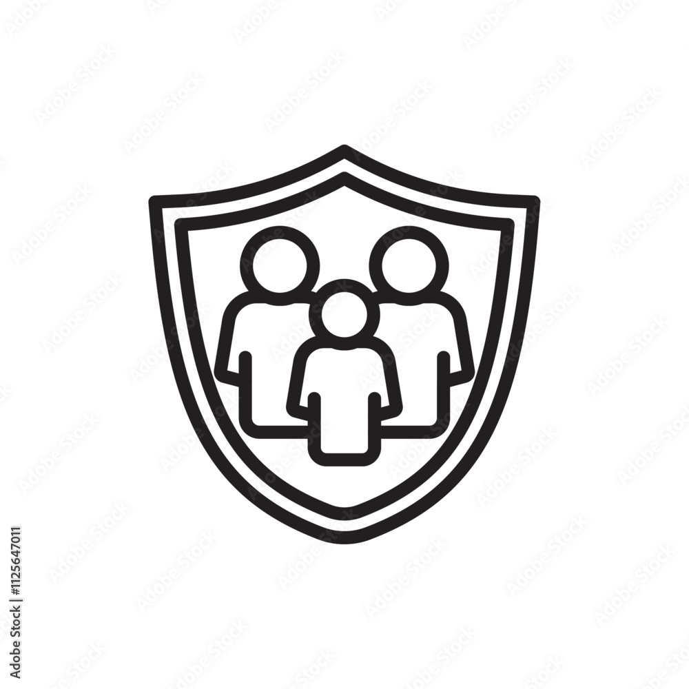 Fototapeta premium Family insurance icon Black and white logo