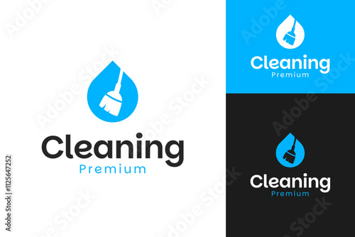 Broom logo with brush design template for cleaning service vector symbol illustration