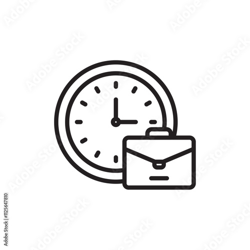 Office time icon Black and white logo