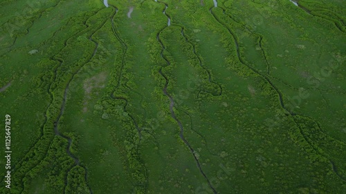 Aerial footage of the tidal streams of the Slurfter, Rotterdam, The Netherlands