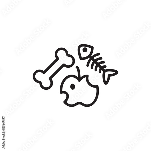 Organic waste icon Black and white logo