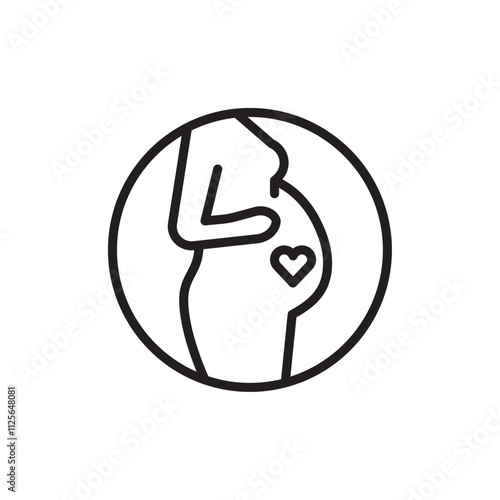 Pregnant woman icon Black and white logo