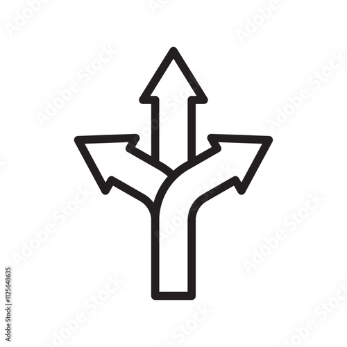 Three directions icon Black and white logo