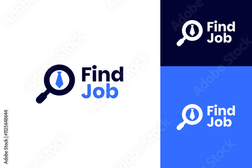 Find or search job logo design with tie icon vector template illustration