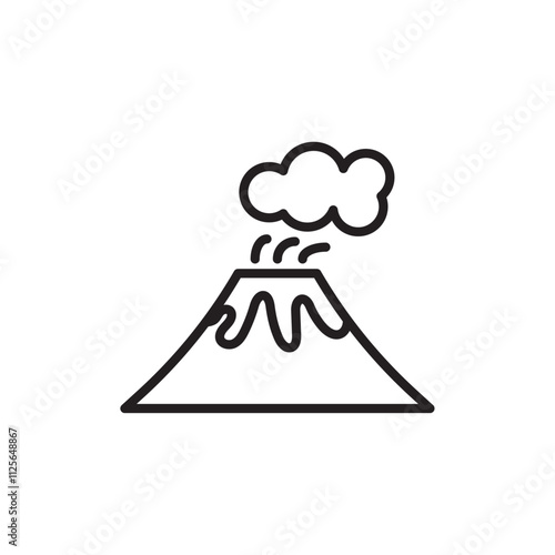 Volcano eruption icon Black and white logo