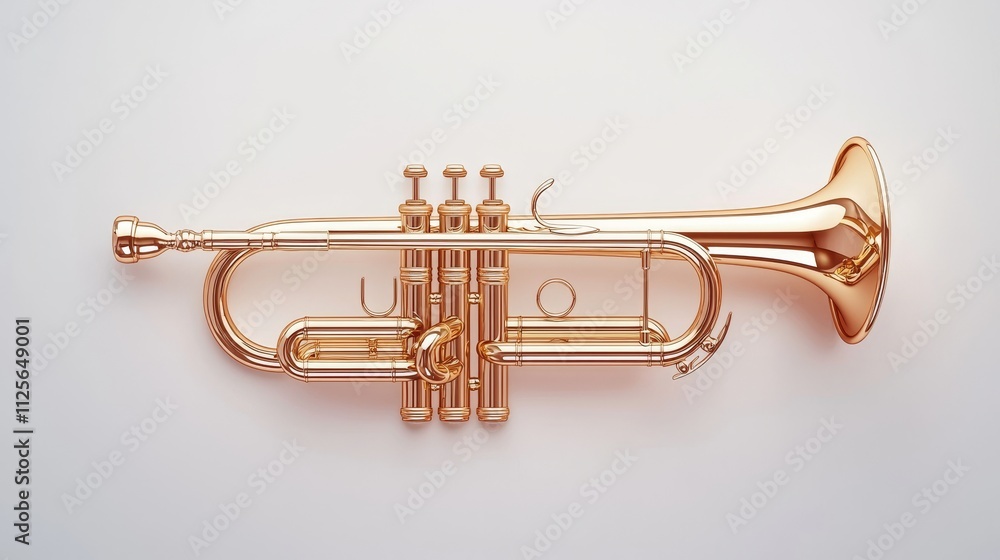 Obraz premium a trumpet sticker design, music theme, realistic detail, vibrant gold tones, isolated on white background