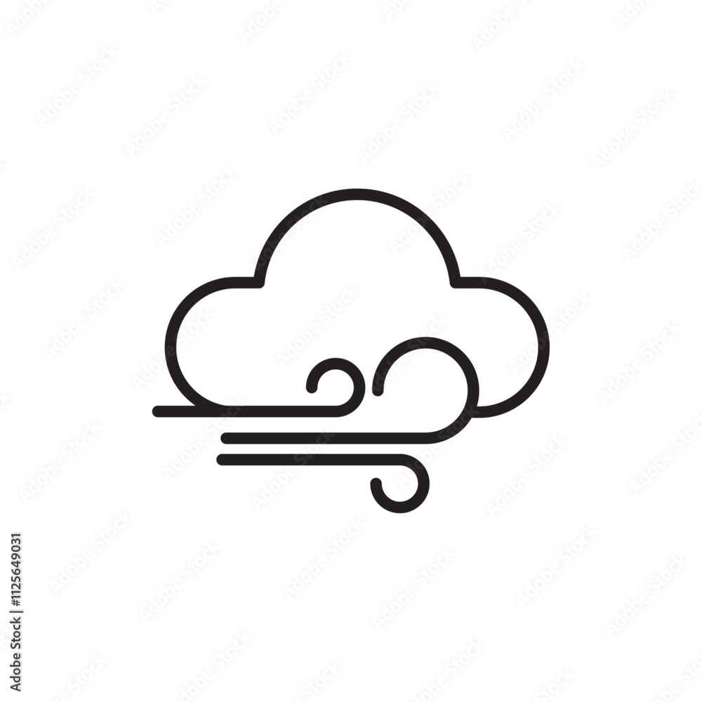 Wind clouds Icon Black and white logo Wind clouds Icon Black and white logo