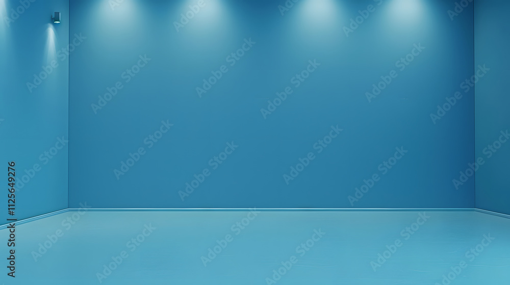 A minimalist blue room with smooth walls and floor, ideal for photography or design. A minimalist blue room with smooth walls and floor, ideal for photography or design.