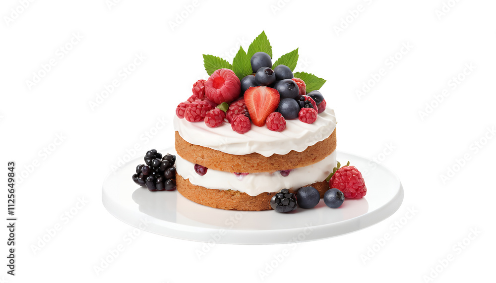 Delicious Two Layered Berry Cake with Fresh Cream and a Garnish of Mixed Berries A Sweet Treat for Any Occasion Delicious Two Layered Berry Cake with Fresh Cream and a Garnish of Mixed Berries A Sweet Treat for Any Occasion