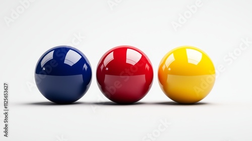 Brightly colored red, blue, and yellow rubber balls, realistic texture and glossy finish, isolated on a clean white surface for playful designs Free Download Brightly colored red, blue, and yellow rubber balls, realistic texture and glossy finish, isolated on a clean white surface for playful designs - GFXLoad