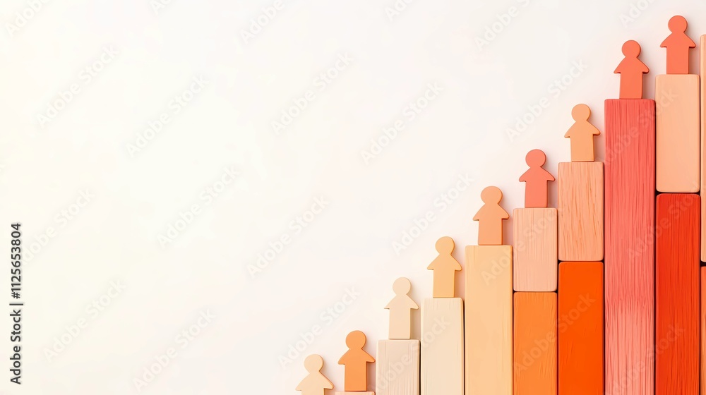 Fototapeta premium Abstract human figures climbing upward, symbolizing career growth and success