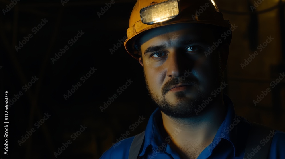 Man wearing a yellow helmet and blue shirt Man wearing a yellow helmet and blue shirt
