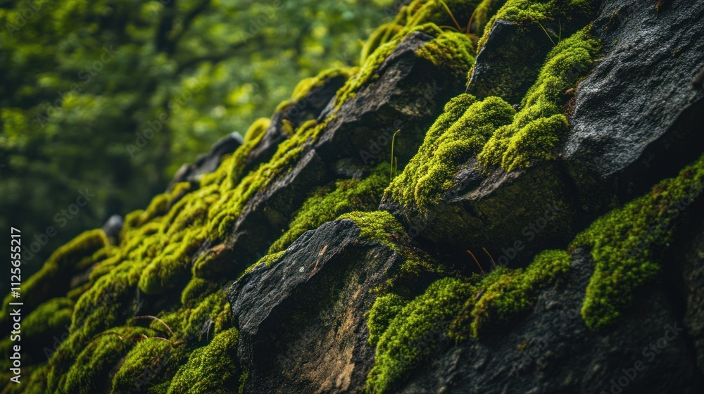 Moss Covered Rocks in Lush Forest: A Symphony of Green Moss Covered Rocks in Lush Forest: A Symphony of Green