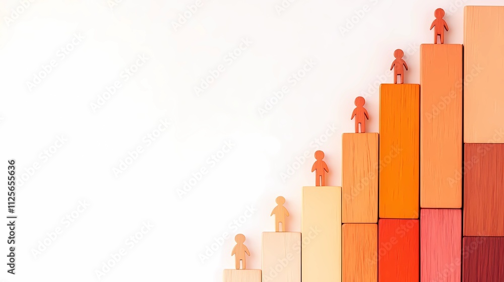 Fototapeta premium Abstract human figures climbing upward, symbolizing career growth and success